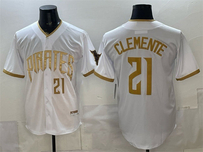 Pittsburgh Pirates #21 Roberto Clemente White 2026 City Connect Stadium Stitched Baseball Jersey - Main View