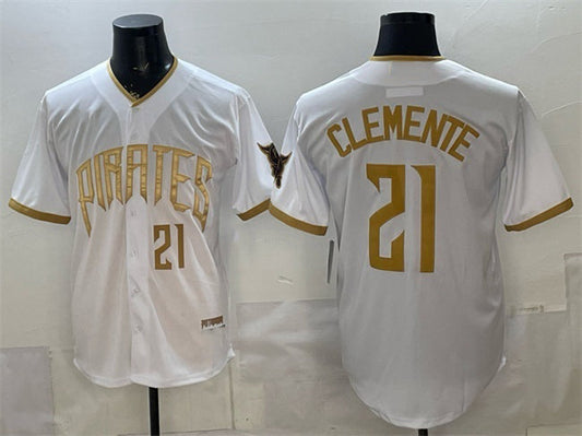 Pittsburgh Pirates #21 Roberto Clemente White 2026 City Connect Stadium Stitched Baseball Jersey - Main View