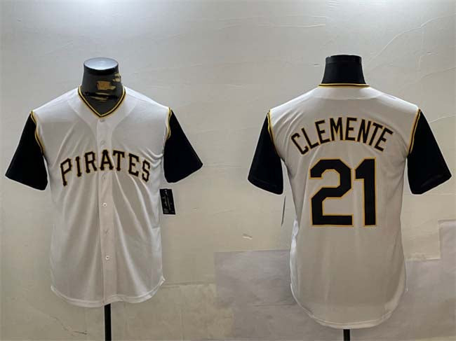 Pittsburgh Pirates #21 Roberto Clemente White Cool Base Stitched Baseball Jerseys - Main View