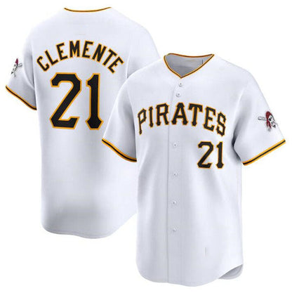 Pittsburgh Pirates #21 Roberto Clemente White Home Limited Baseball Stitched Jersey - Main View