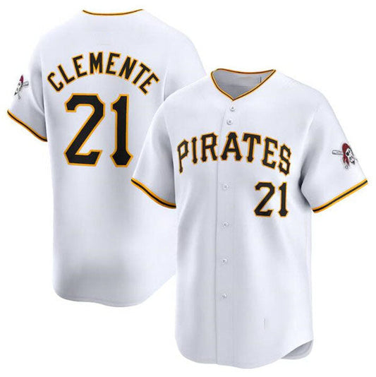 Pittsburgh Pirates #21 Roberto Clemente White Home Limited Baseball Stitched Jersey - Main View