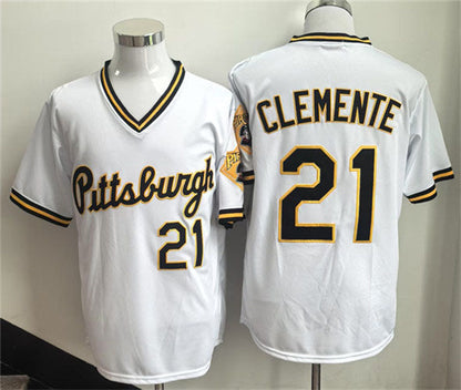 Pittsburgh Pirates #21 Roberto Clemente White Stitched Baseball Jersey - Main View