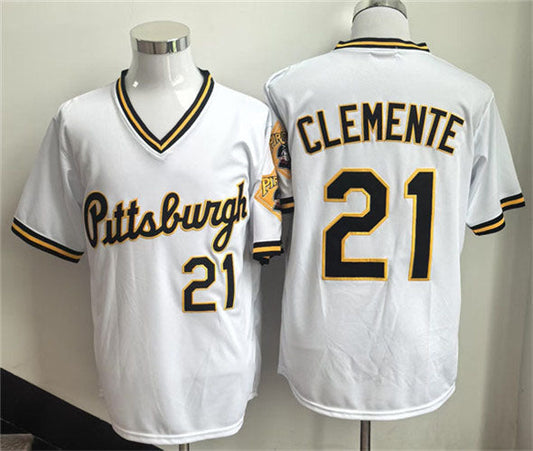 Pittsburgh Pirates #21 Roberto Clemente White Stitched Baseball Jersey - Main View