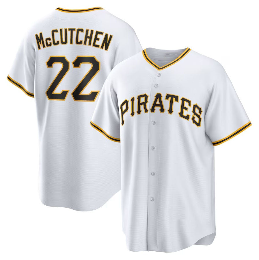 Pittsburgh Pirates #22 Andrew McCutchen Replica Player Jersey - White Stitched Baseball Jersey - Main View