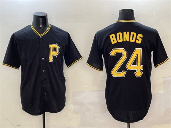 Pittsburgh Pirates #24 Barry Bonds Black Cool Base Stitched Baseball Jersey - Main View