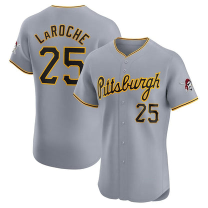 Pittsburgh Pirates #25 Adam LaRoche Road Elite Player Jersey - Gray Stitched Baseball Jersey - Main View