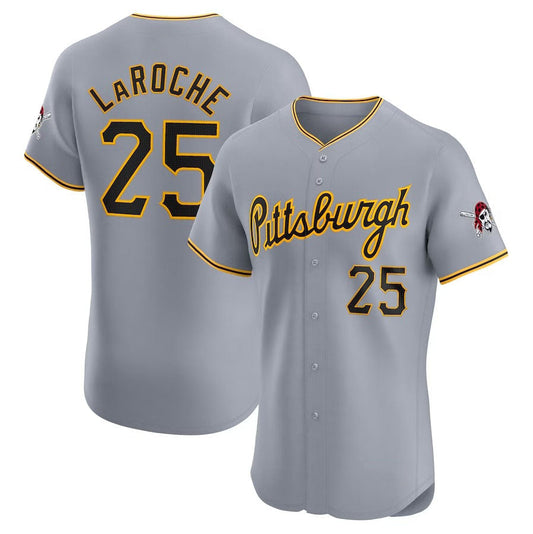 Pittsburgh Pirates #25 Adam LaRoche Road Elite Player Jersey - Gray Stitched Baseball Jersey - Main View