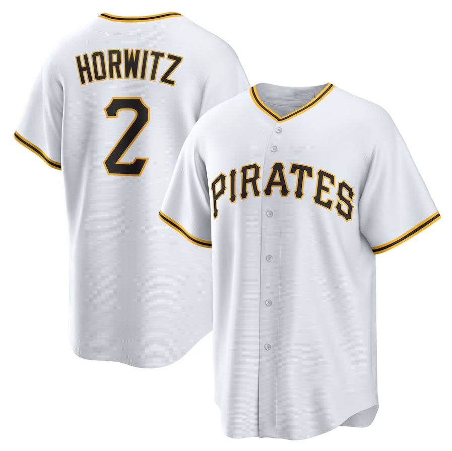 Pittsburgh Pirates #2 Spencer Horwitz Home Replica Jersey - White Stitched Baseball Jersey - Main View