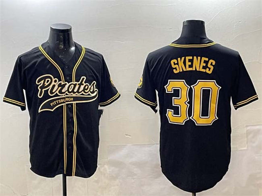 Pittsburgh Pirates #30 Paul Skenes Black Cool Base Stitched Baseball Jersey - Main View