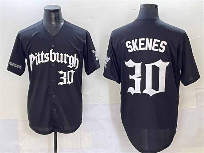 Pittsburgh Pirates #30 Paul Skenes Black 'Gothic Steel City Edition' Vapor Limited Stitched Baseball Jersey - Main View