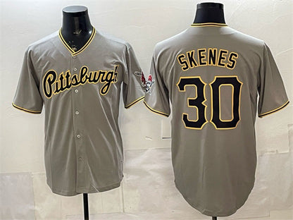 Pittsburgh Pirates #30 Paul Skenes Gray Limited Stitched Baseball Jersey - Main View