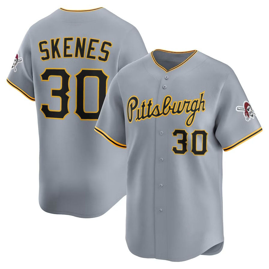Pittsburgh Pirates #30 Paul Skenes Road Limited Player Jersey - Gray Stitched Baseball Jersey - Main View