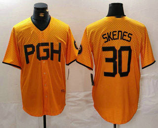 Pittsburgh Pirates #30 Paul Skenes Yellow 2023 City Connect Stitched Baseball Jersey - Main View