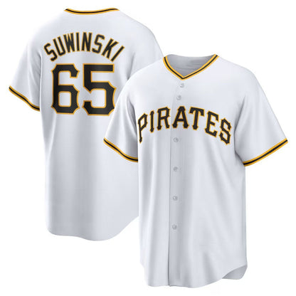 Pittsburgh Pirates #65 Jack Suwinski Home Replica Jersey - White Stitched Baseball Jersey - Main View