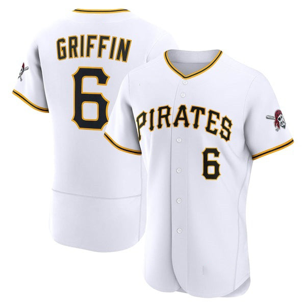 Pittsburgh Pirates #6 Konnor Griffin White Home Authentic Stitched Baseball Jersey - Main View