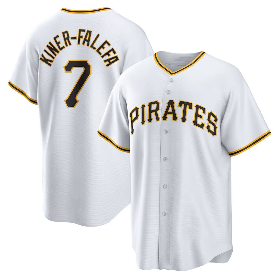 Pittsburgh Pirates #7 Isiah Kiner-Falefa Home Replica Jersey - White Stitched Baseball Jersey - Main View