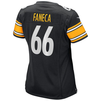 P.Steelers #66 Alan Faneca Black Game Retired Player Jersey Stitched American Football Jerseys - Main View