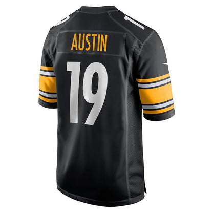 P.Steelers #19 Calvin Austin III Black Game Player Jersey Stitched American Football Jerseys - Main View