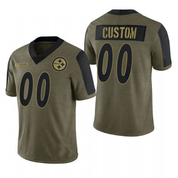 Custom Football P.Steelers Olive 2021 Salute To Service Limited Jersey - Main View