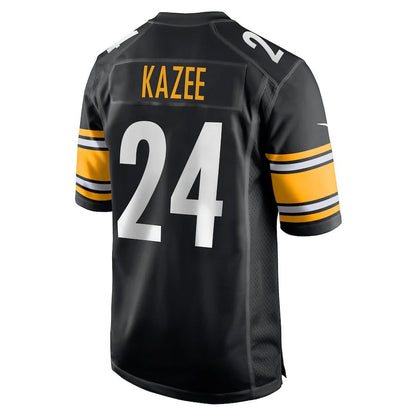 P.Steelers #24 Damontae Kazee Black Game Player Jersey Stitched American Football Jerseys - Main View