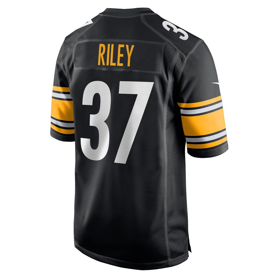 P.Steelers #37 Elijah Riley Black Game Player Jersey Stitched American Football Jerseys - Main View