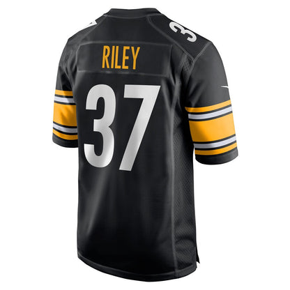 P.Steelers #37 Elijah Riley Black Game Player Jersey Stitched American Football Jerseys - Main View