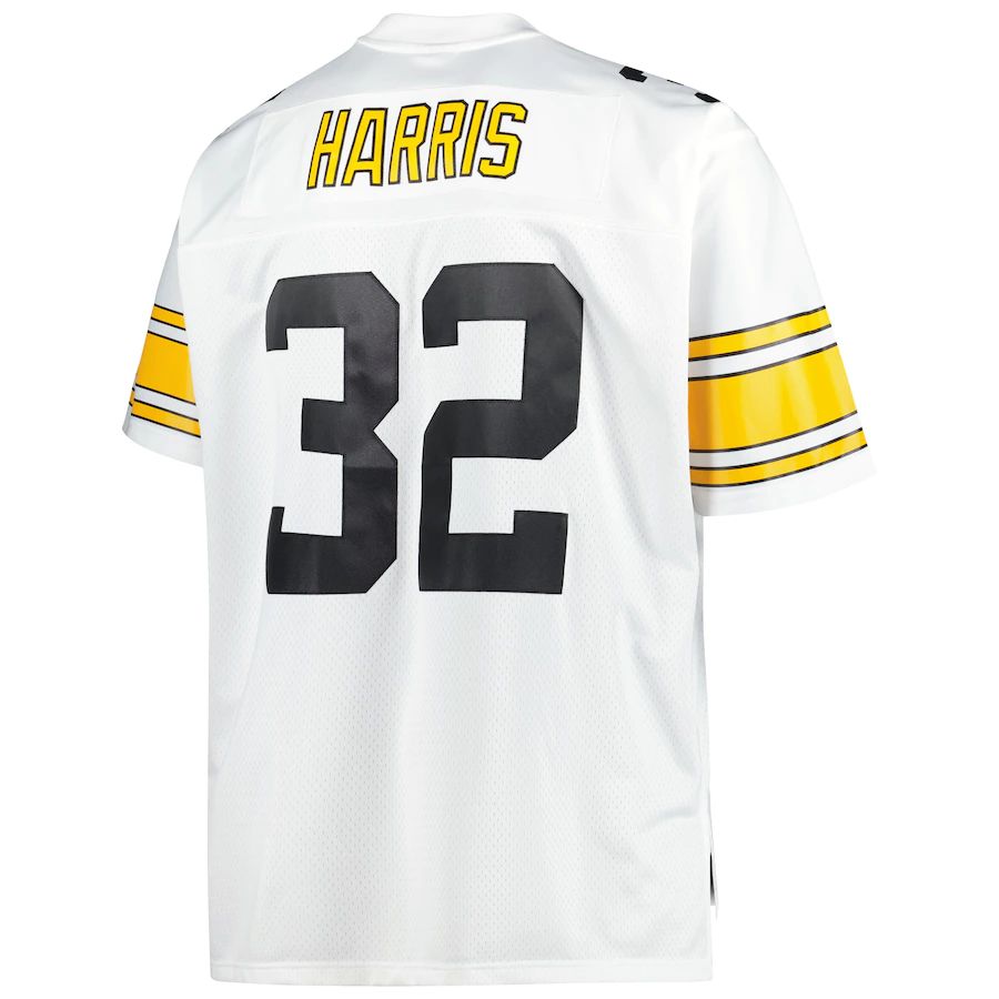 P.Steelers #32 Franco Harris Mitchell & Ness White Big & Tall 1976 Retired Player Replica Jersey Stitched American Football Jerseys - Main View