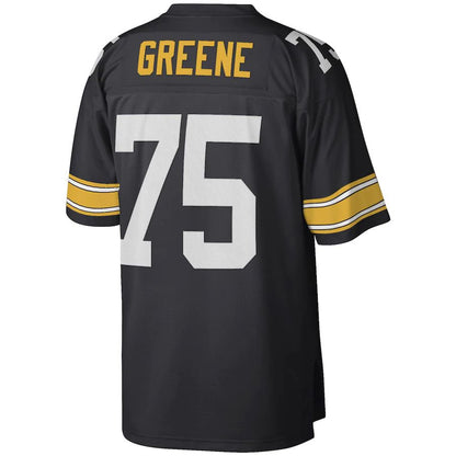 P.Steelers #75 Joe Greene Mitchell & Ness Black Legacy Replica Jersey Stitched American Football Jerseys - Main View