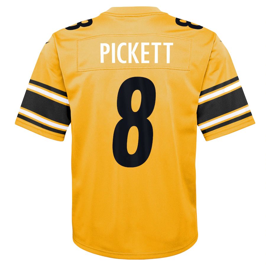 P.Steelers #8 Kenny Pickett Gold Inverted Game Jersey Stitched American Football Jerseys - Main View