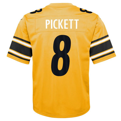 P.Steelers #8 Kenny Pickett Gold Inverted Game Jersey Stitched American Football Jerseys - Main View