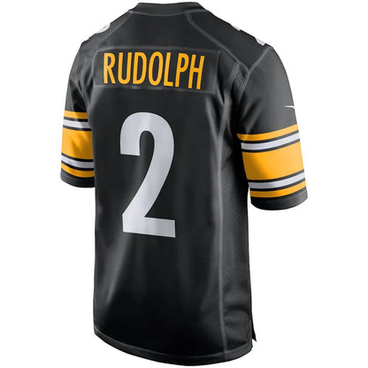 P.Steelers #2 Mason Rudolph Black Game Player Jersey Stitched American Football Jerseys - Main View