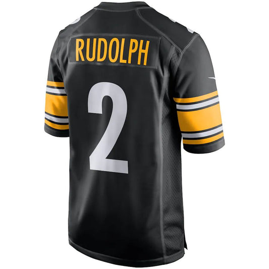 P.Steelers #2 Mason Rudolph Black Game Player Jersey Stitched American Football Jerseys - Main View