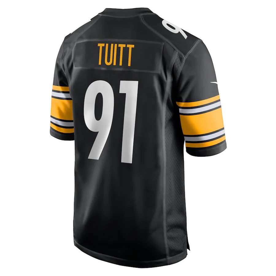 P.Steelers #91 Stephon Tuitt Black Game Team Jersey Stitched American Football Jerseys - Main View