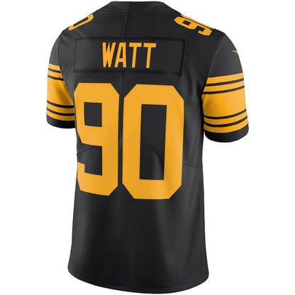 P.Steelers #90 T.J. Watt Black Vapor Untouchable Color Rush Limited Player Jersey Stitched American Football Jerseys - Main View