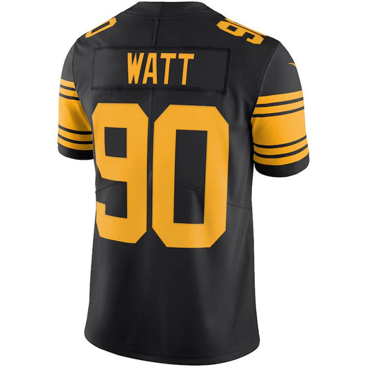 P.Steelers #90 T.J. Watt Black Vapor Untouchable Color Rush Limited Player Jersey Stitched American Football Jerseys - Main View