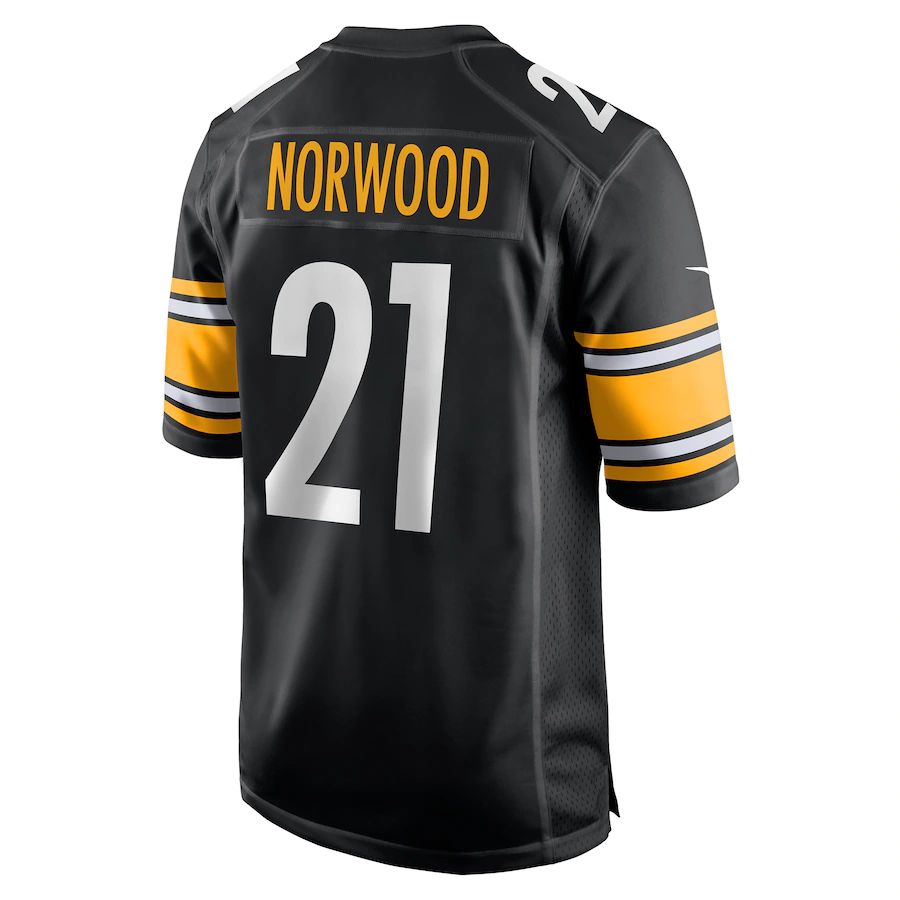 P.Steelers #21 Tre Norwood Black Game Jersey Stitched American Football Jerseys - Main View