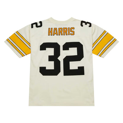 P.Steelers #32 Franco Harris Mitchell & Ness Chainstitch Legacy Jersey - Cream Stitched American Football Jerseys - Main View