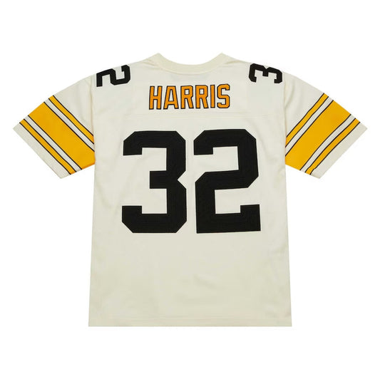 P.Steelers #32 Franco Harris Mitchell & Ness Chainstitch Legacy Jersey - Cream Stitched American Football Jerseys - Main View