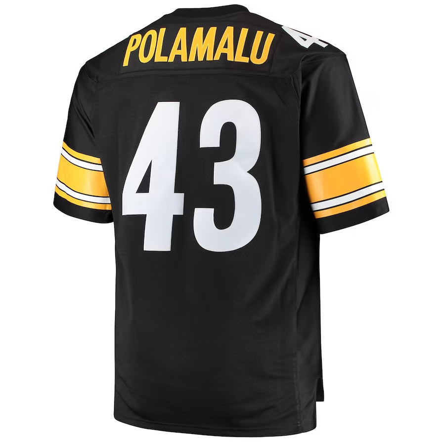P.Steelers #43 Troy Polamalu Mitchell & Ness Big & Tall 2005 Retired Player Replica Jersey - Black Stitched American Football Jerseys - Main View