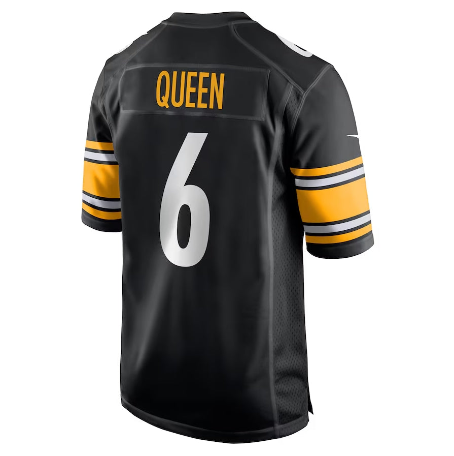 P.Steelers #6 Patrick Queen Game Player Jersey - Black Stitched American Football Jerseys - Main View