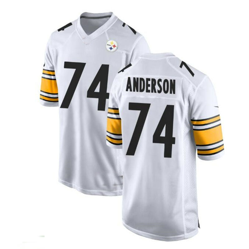 P.Steelers #74 Spencer Anderson Game Jersey - White Stitched American Football Jerseys - Main View