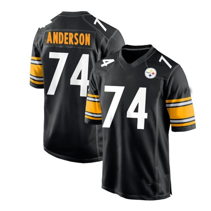 P.Steelers #74 Spencer Anderson Game Player Jersey - Black Stitched American Football Jerseys - Main View