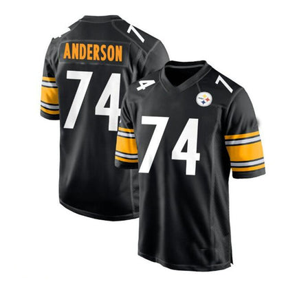 P.Steelers #74 Spencer Anderson Game Player Jersey - Black Stitched American Football Jerseys - Main View