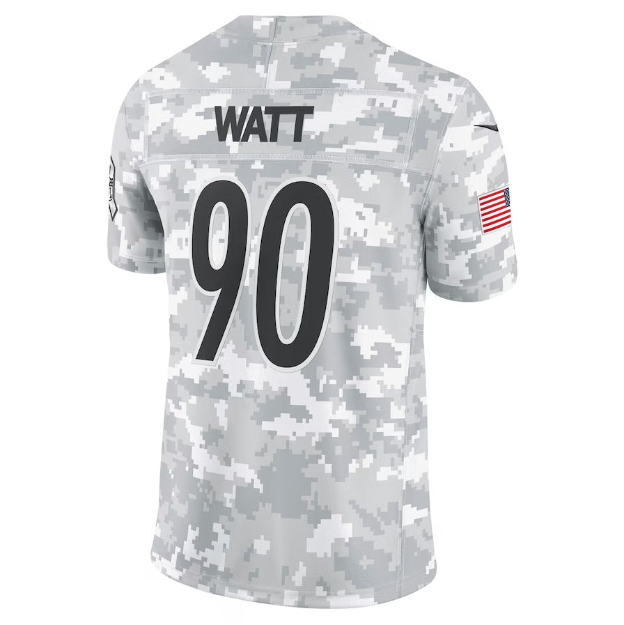 P.Steelers #90 T.J. Watt Arctic Camo 2024 Salute to Service Limited Stitched American Football Jerseys - Main View