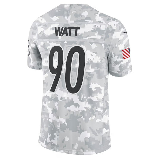 P.Steelers #90 T.J. Watt Arctic Camo 2024 Salute to Service Limited Stitched American Football Jerseys - Main View