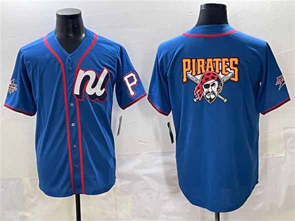Pittsburgh Pirates National League Team Big Logo Blue 2025 All-Star Edition Limited Stitched Baseball Jersey - Main View