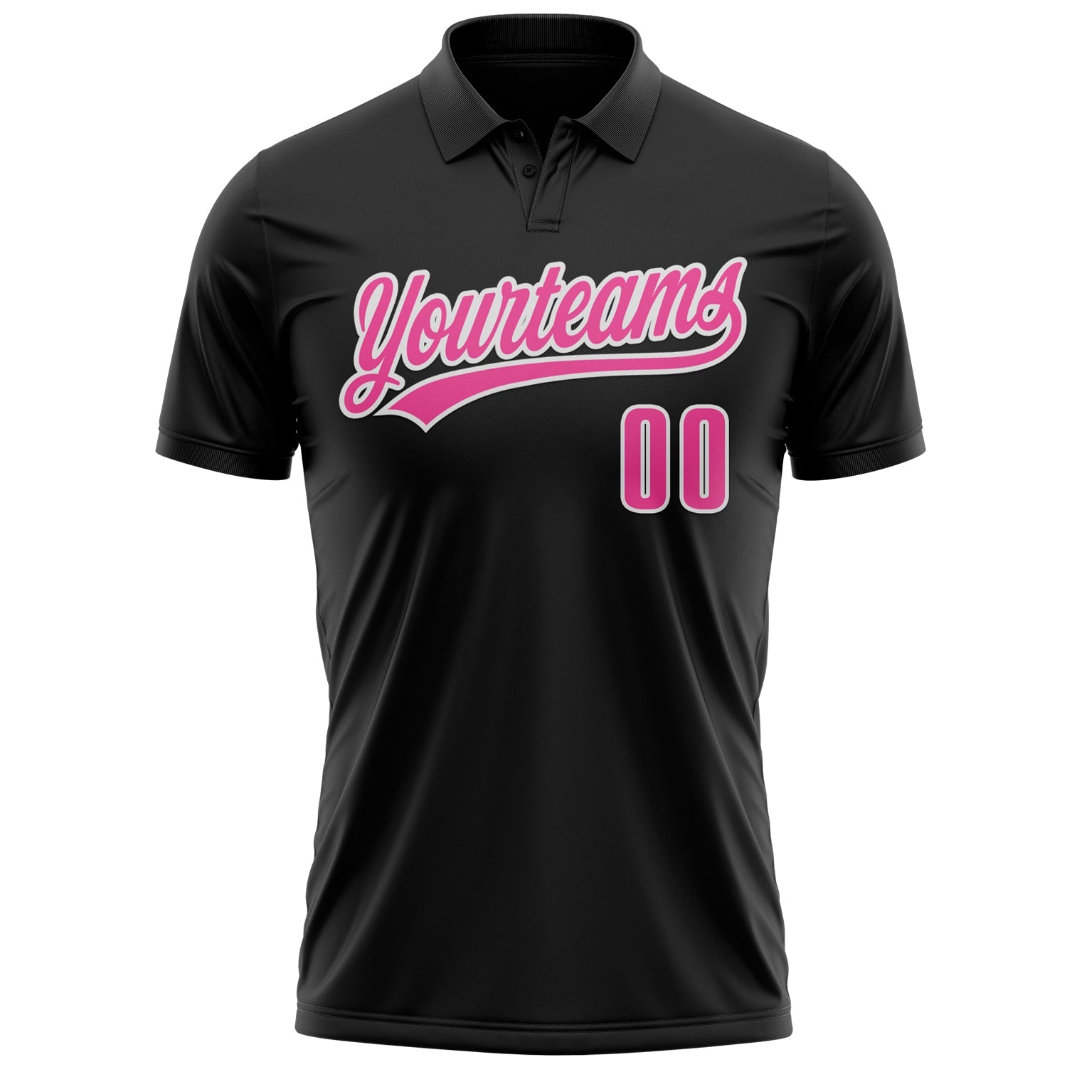 Custom Black Pink-White 3D Pink Ribbon Keep Calm And Fight On Breast Cancer Awareness Month Women Health Care Support Performance Polo Shirt view 2