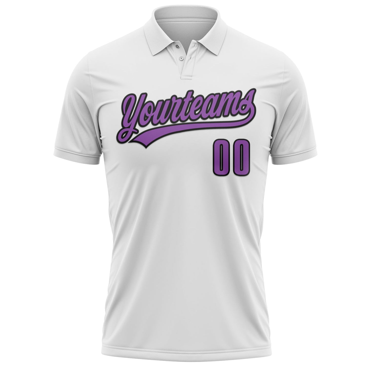 Custom White Medium Purple-Black 3D World Cancer Day Heart Ribbon Hope Performance Polo Shirt view 2