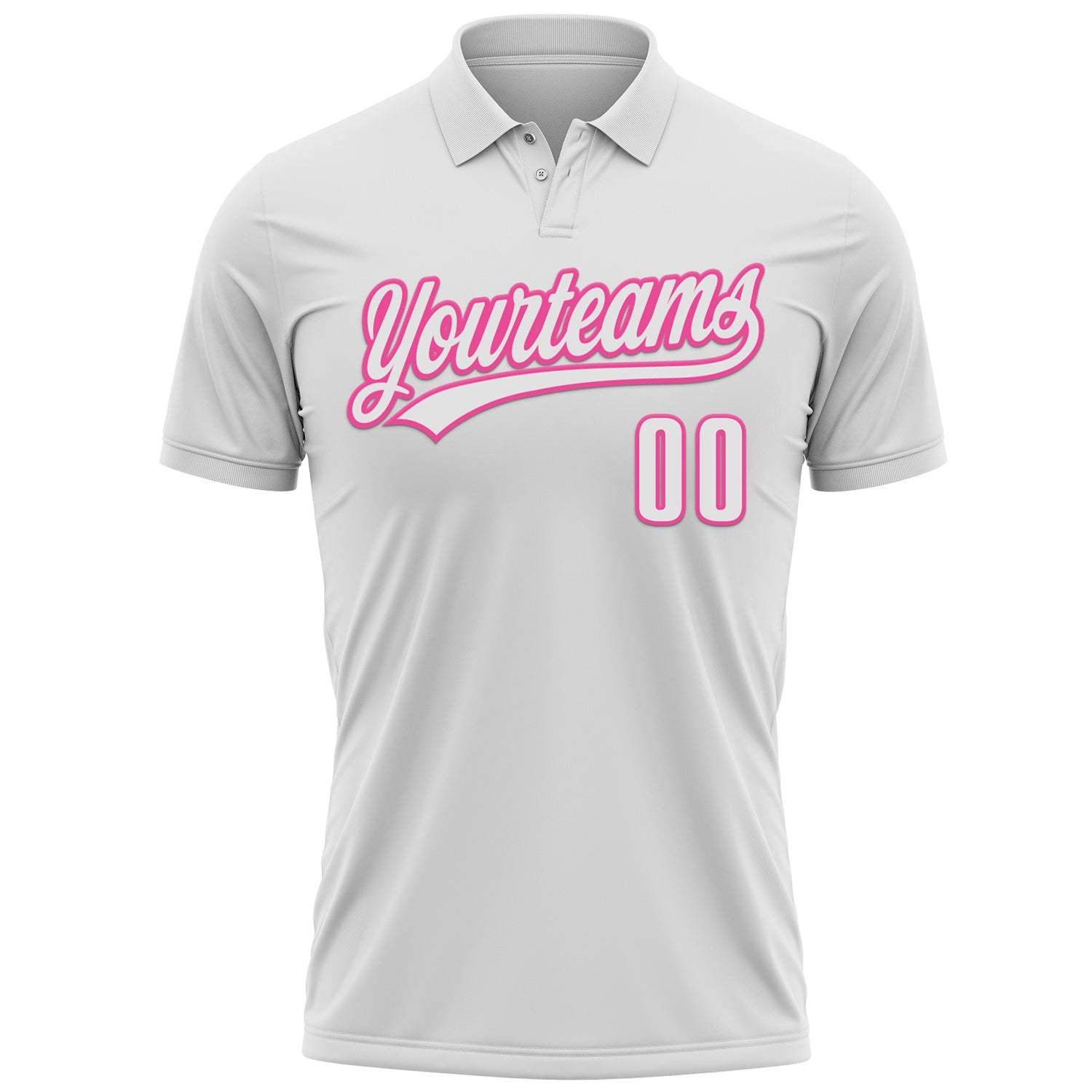 Custom White Pink 3D Pink Ribbon Breast Cancer Awareness Month Women Health Care Support Performance Polo Shirt view 2