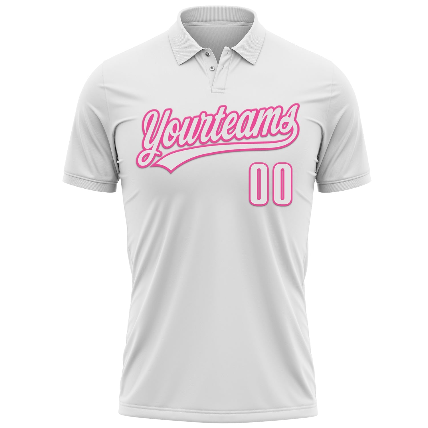 Custom White Pink 3D Pink Ribbon Breast Cancer Awareness Month Women Health Care Support Performance Polo Shirt view 2